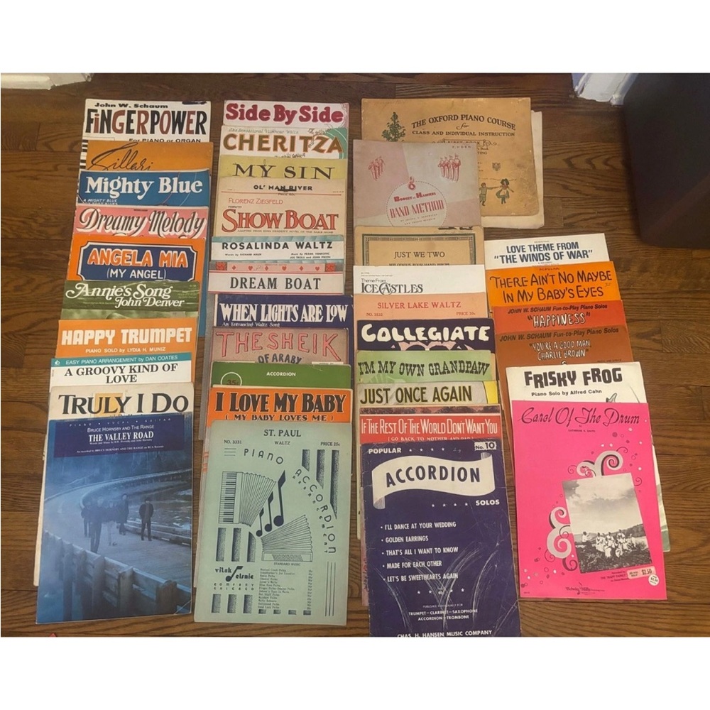 Vintage Sheet Music Collection – Assorted Colors